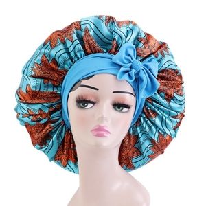 Elastic Band African print Satin Bonnet